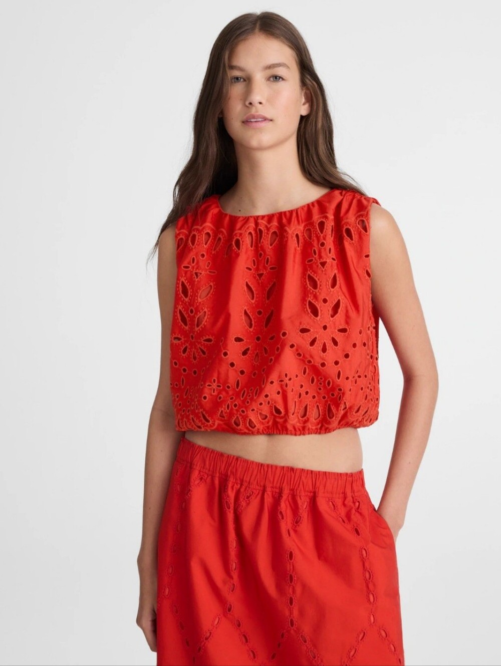Madewell Embroidered Sleeveless Bubble Top In Poplin Large NWT